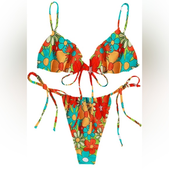 NWT 2 Piece String High Cut Thong Bikini Set - Picture 2 of 7